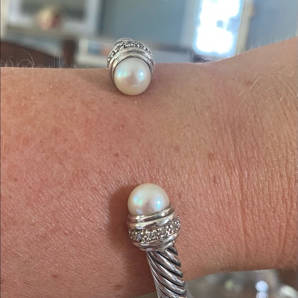 David Yurman Cable Bracelet with Pearls and Diamonds, 7mm - Picture 4 of 5